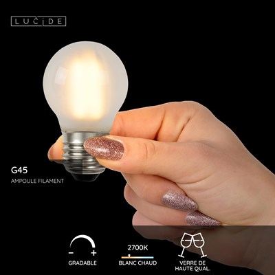 Lucide G45 - Ampoule filament - Ø 4,5 cm - LED Dim. - E27 - 1x4W 2700K - matte
